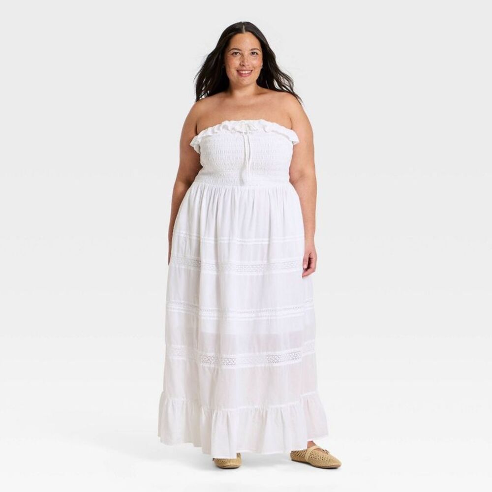 Women's Cotton Maxi Pullover Sundress - Universal Thread White 3X